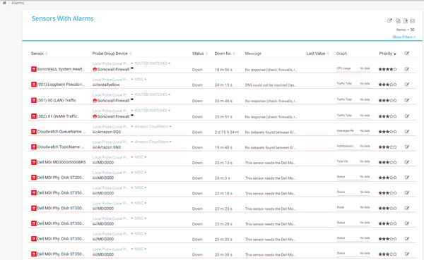 screenshot of PRTG Enterprise Monitor